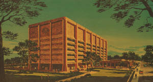 LBJ State Office Building campus on the Texas State Capitol, original rendering